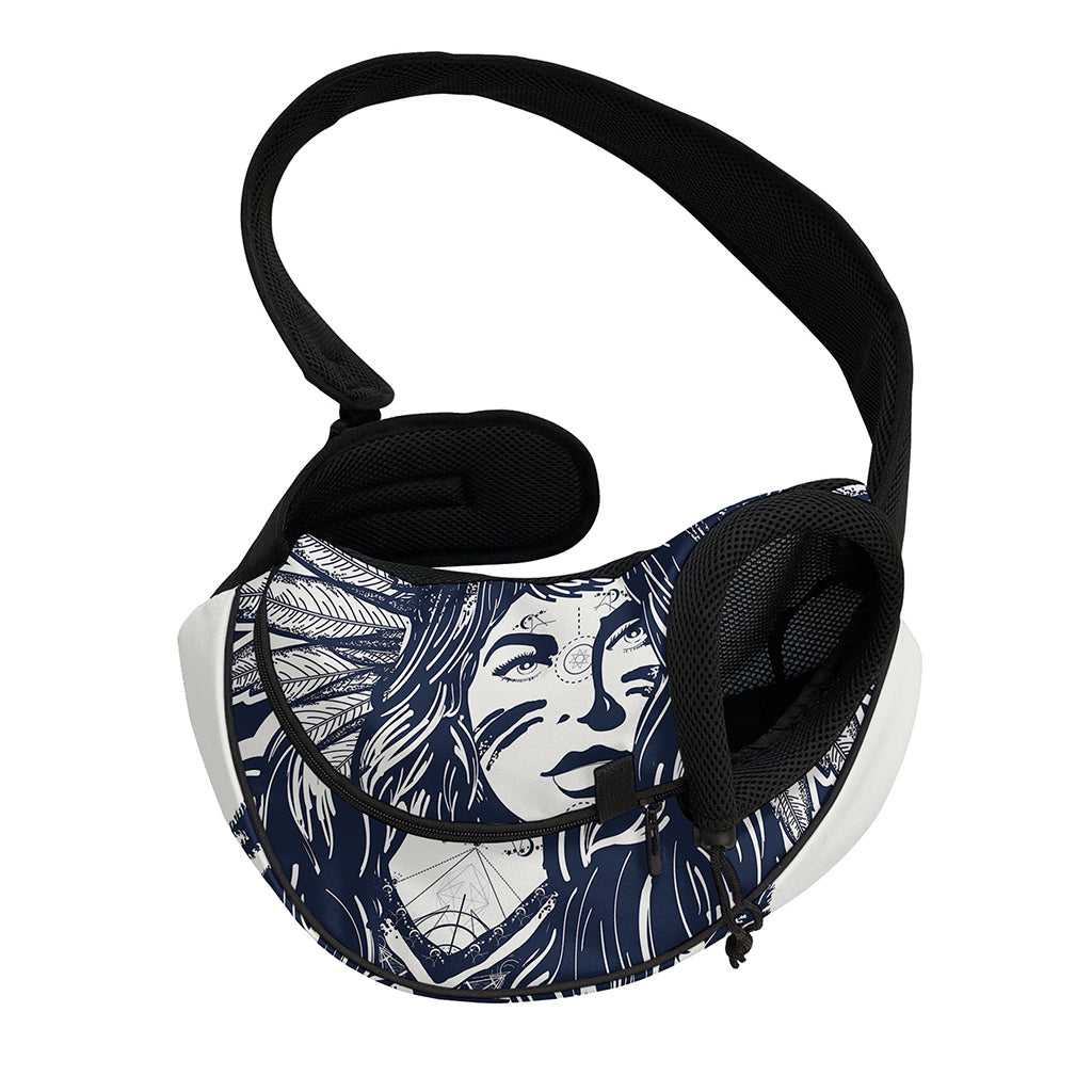 Tribal Native Indian Girl Print Pet Sling Carrier