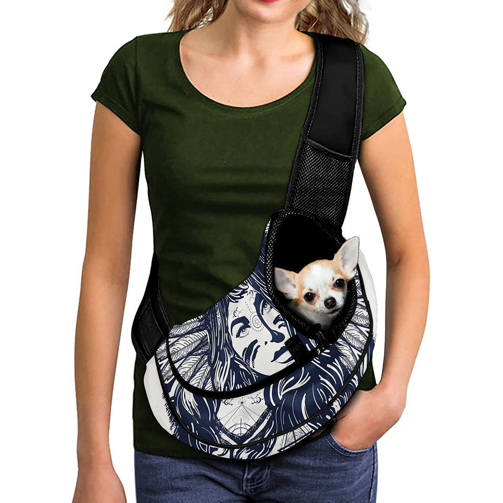 Tribal Native Indian Girl Print Pet Sling Carrier