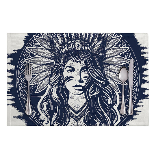 Tribal Native Indian Girl Print Placemat