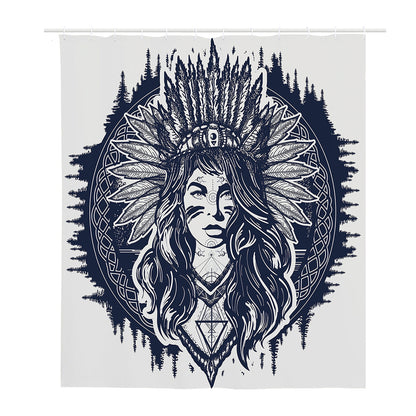 Tribal Native Indian Girl Print Polyester Shower Curtain
