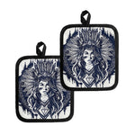 Tribal Native Indian Girl Print Pot Holders