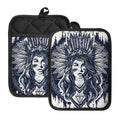 Tribal Native Indian Girl Print Pot Holders With Pocket