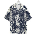 Tribal Native Indian Girl Print Rayon Hawaiian Shirt