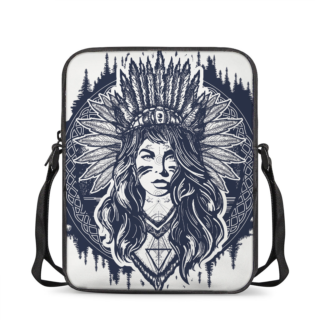 Tribal Native Indian Girl Print Rectangular Crossbody Bag