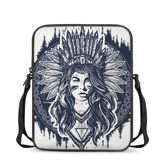 Tribal Native Indian Girl Print Rectangular Crossbody Bag