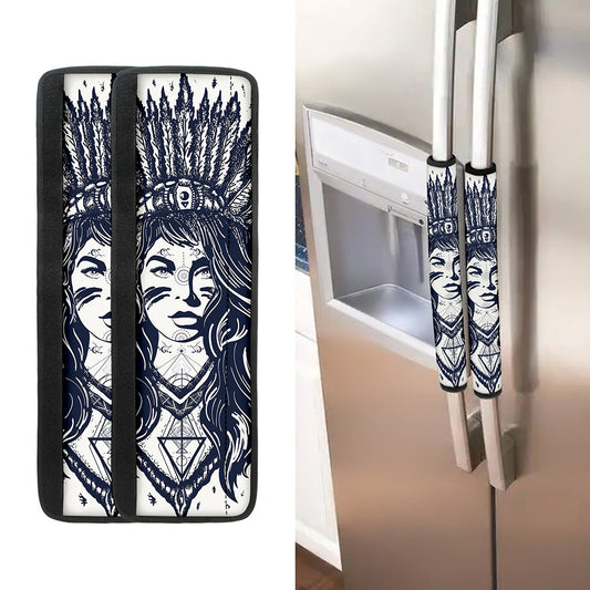 Tribal Native Indian Girl Print Refrigerator Handle Covers