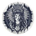 Tribal Native Indian Girl Print Round Blanket