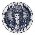 Tribal Native Indian Girl Print Round Floor Mat