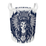 Tribal Native Indian Girl Print Round Laundry Basket