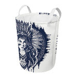 Tribal Native Indian Girl Print Round Laundry Basket