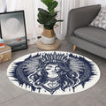 Tribal Native Indian Girl Print Round Rug