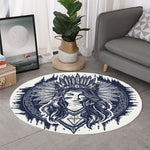 Tribal Native Indian Girl Print Round Rug