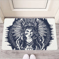 Tribal Native Indian Girl Print Rubber Doormat