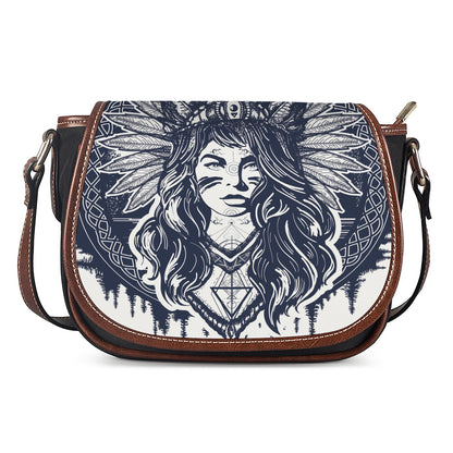 Tribal Native Indian Girl Print Saddle Bag