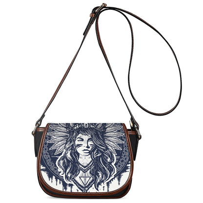 Tribal Native Indian Girl Print Saddle Bag