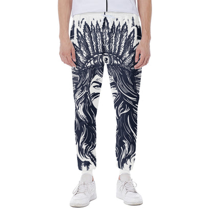 Tribal Native Indian Girl Print Scuba Joggers