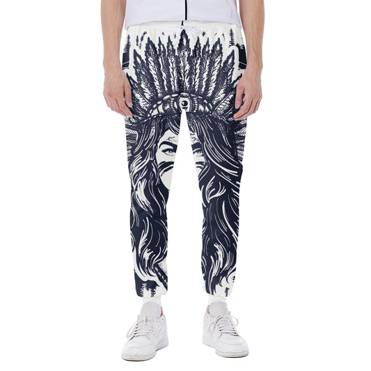 Tribal Native Indian Girl Print Scuba Joggers