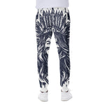 Tribal Native Indian Girl Print Scuba Joggers