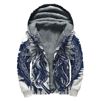 Tribal Native Indian Girl Print Sherpa Lined Zip Up Hoodie