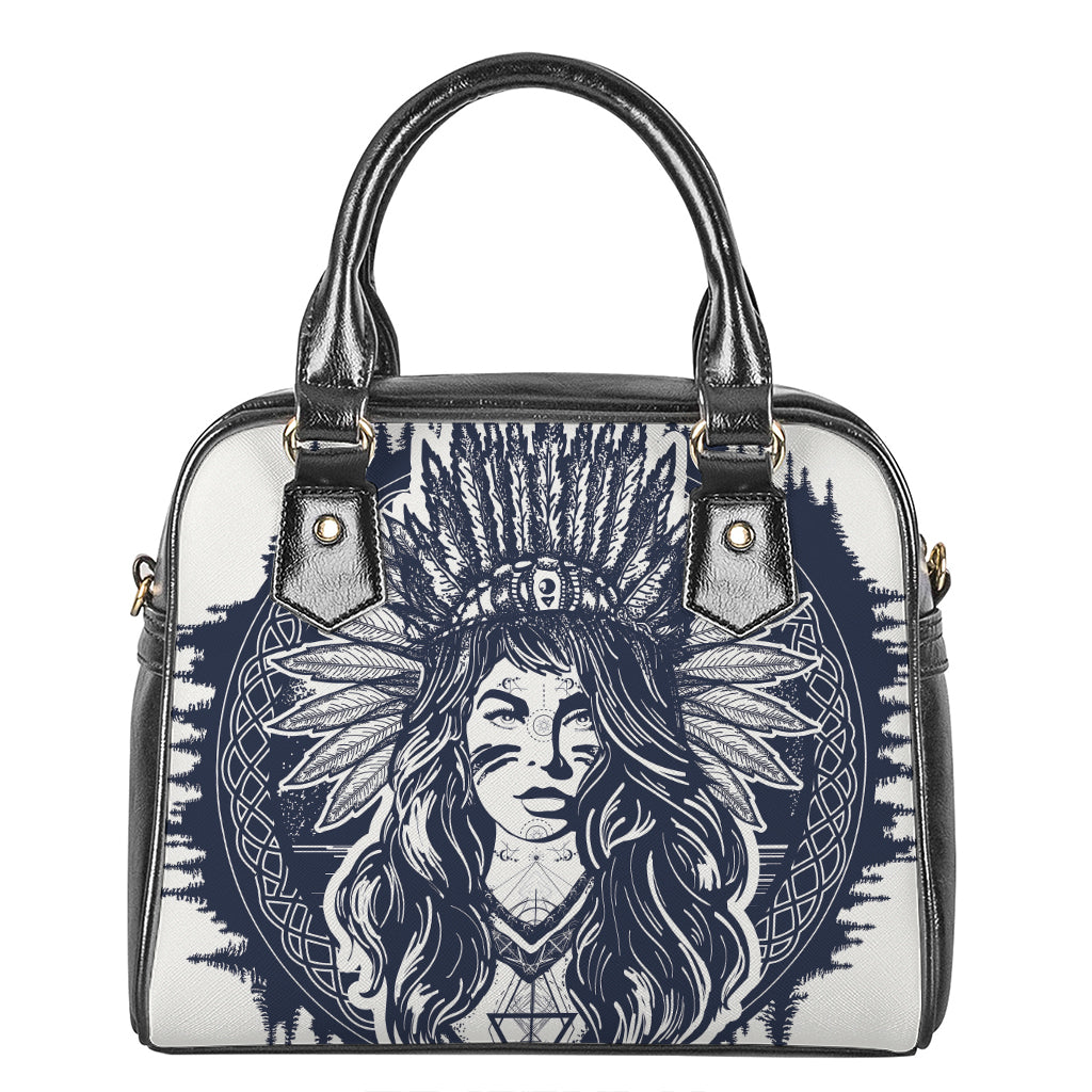 Tribal Native Indian Girl Print Shoulder Handbag