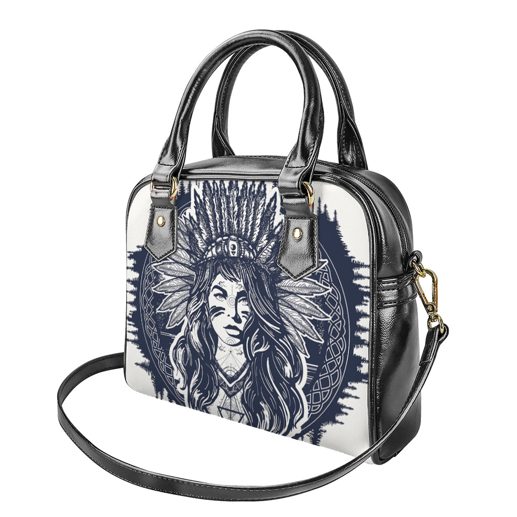 Tribal Native Indian Girl Print Shoulder Handbag