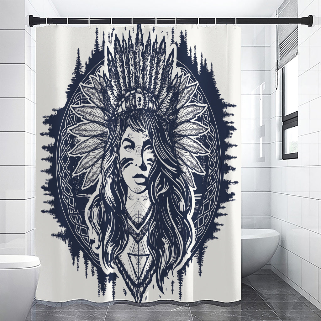 Tribal Native Indian Girl Print Shower Curtain