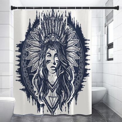 Tribal Native Indian Girl Print Shower Curtain