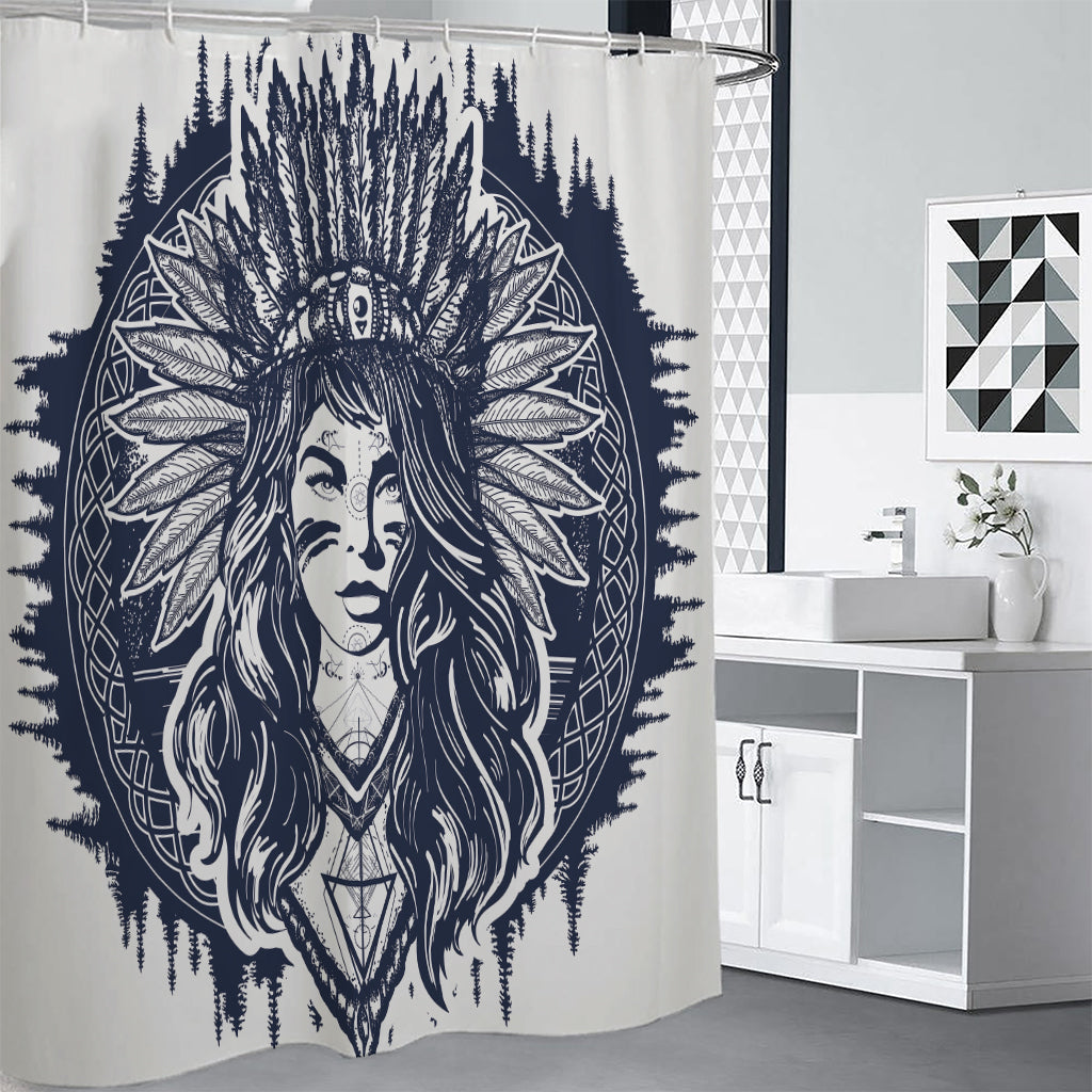 Tribal Native Indian Girl Print Shower Curtain