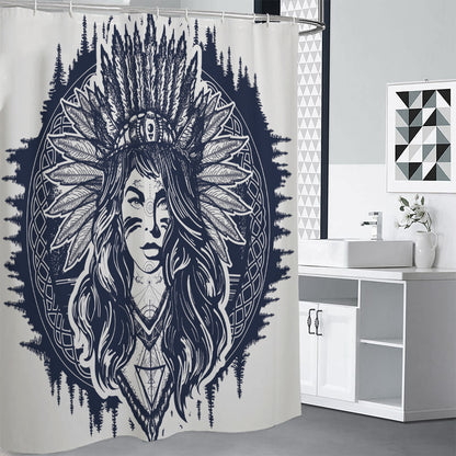Tribal Native Indian Girl Print Shower Curtain
