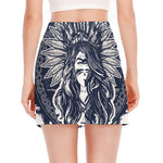 Tribal Native Indian Girl Print Side Slit Mini Skirt