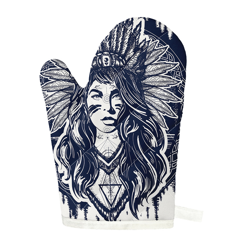 Tribal Native Indian Girl Print Single Oven Mitt