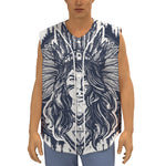 Tribal Native Indian Girl Print Sleeveless Baseball Jersey