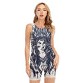 Tribal Native Indian Girl Print Sleeveless One Piece Swimsuit