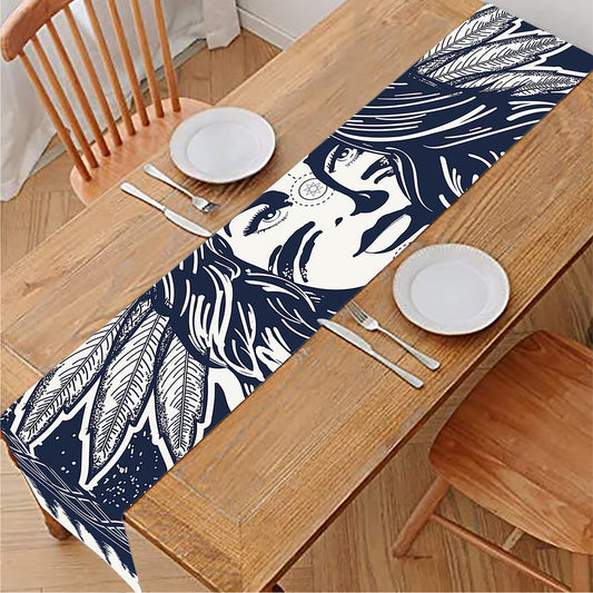 Tribal Native Indian Girl Print Table Runner