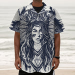 Tribal Native Indian Girl Print Textured Short Sleeve Shirt