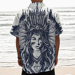 Tribal Native Indian Girl Print Textured Short Sleeve Shirt