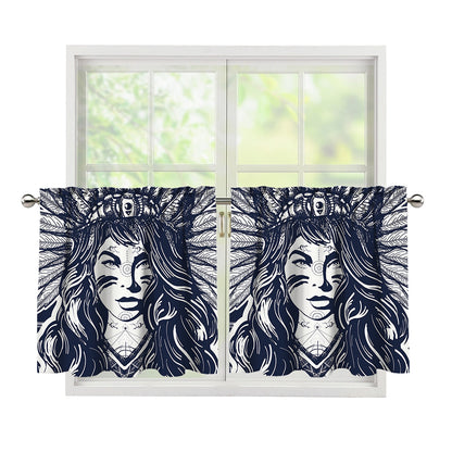 Tribal Native Indian Girl Print Tier Curtains