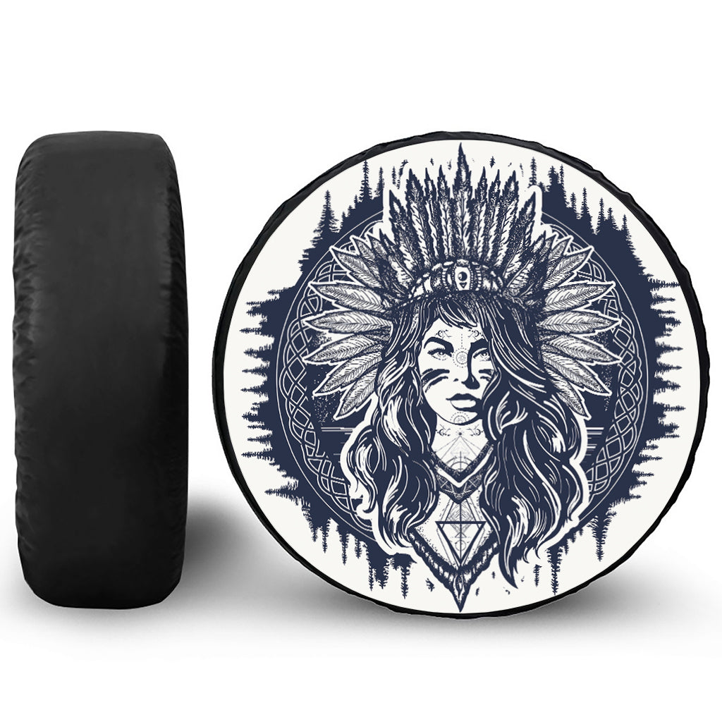 Tribal Native Indian Girl Print Tire Cover