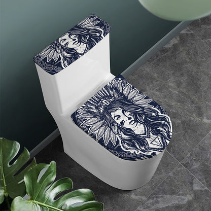 Tribal Native Indian Girl Print Toilet Lid And Tank Cover Set