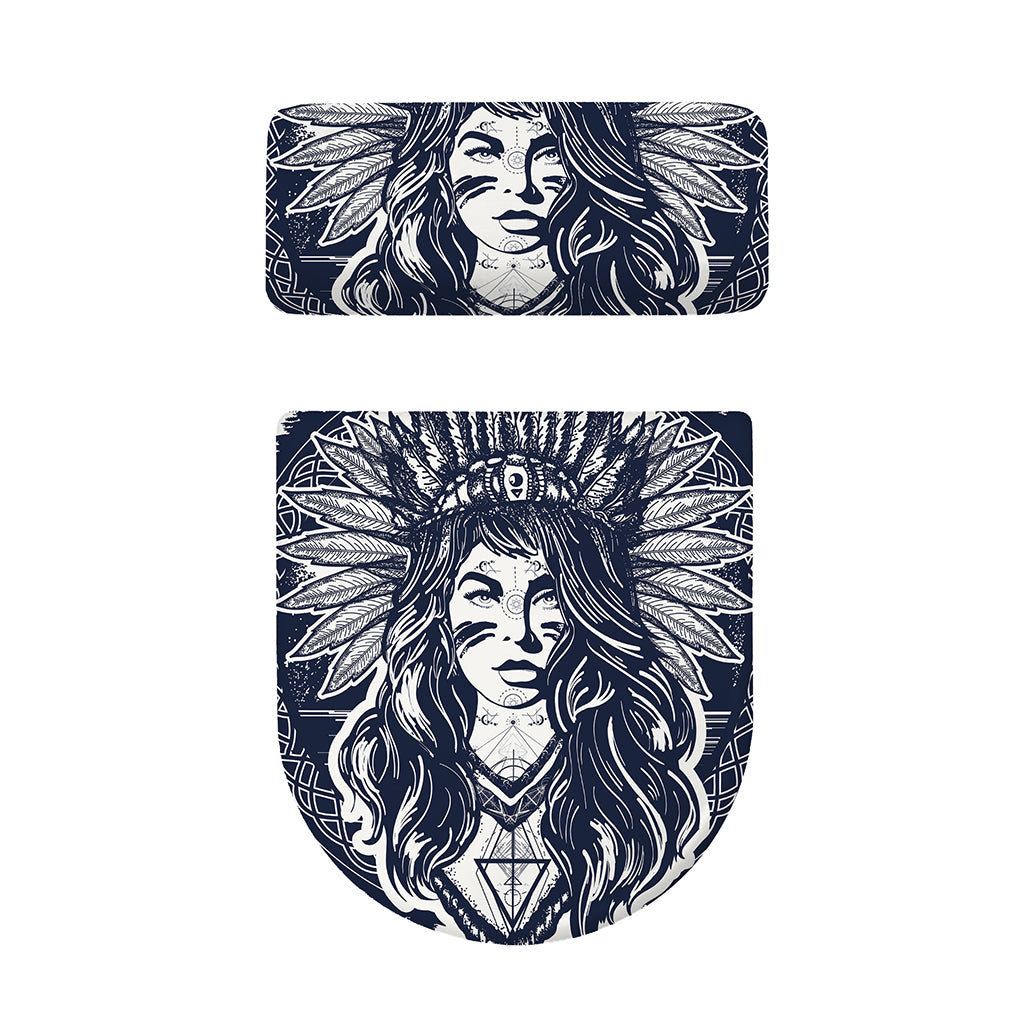Tribal Native Indian Girl Print Toilet Lid And Tank Cover Set