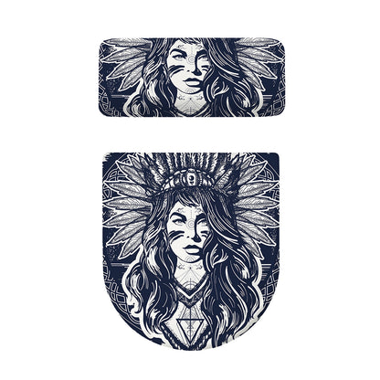Tribal Native Indian Girl Print Toilet Lid And Tank Cover Set