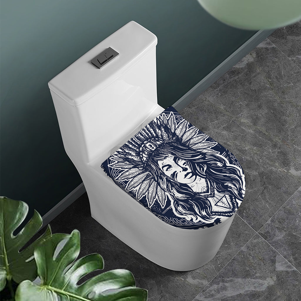 Tribal Native Indian Girl Print Toilet Lid Cover