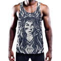 Tribal Native Indian Girl Print Men's Workout Tank Top