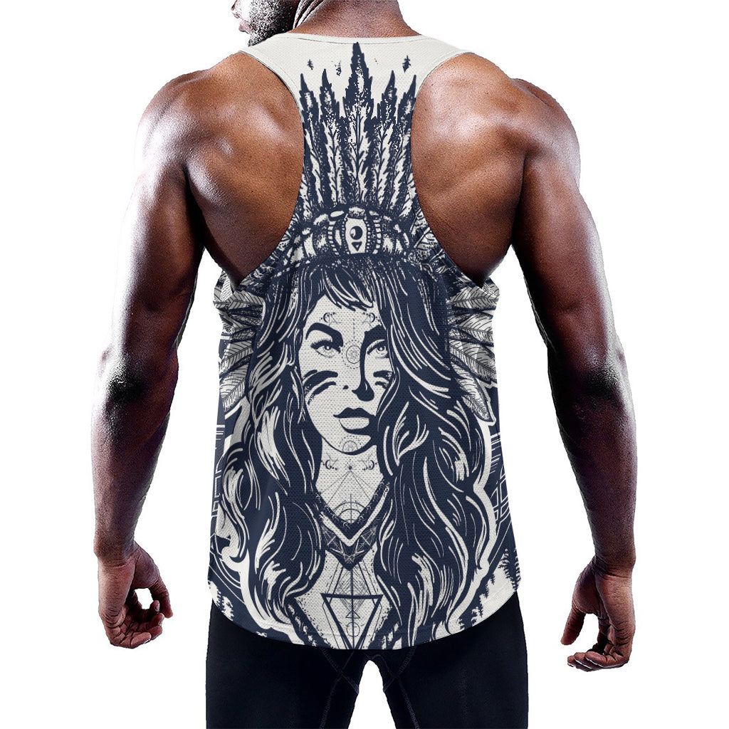 Tribal Native Indian Girl Print Training Tank Top