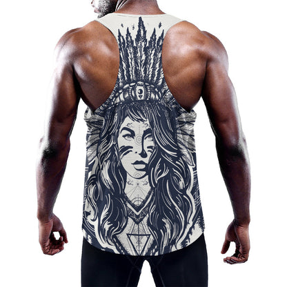 Tribal Native Indian Girl Print Training Tank Top