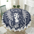 Tribal Native Indian Girl Print Waterproof Round Tablecloth