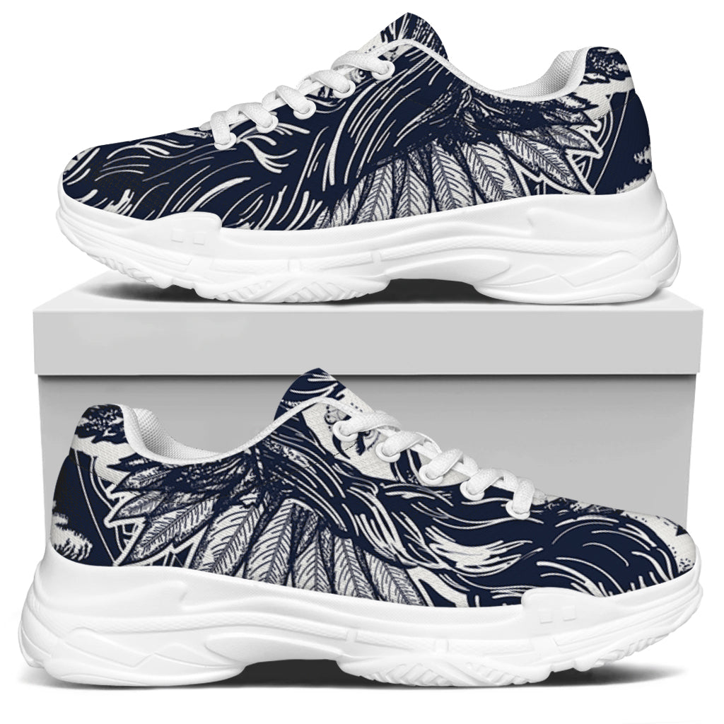 Tribal Native Indian Girl Print White Chunky Shoes