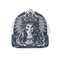 Tribal Native Indian Girl Print White Mesh Trucker Hat