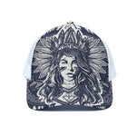 Tribal Native Indian Girl Print White Mesh Trucker Cap
