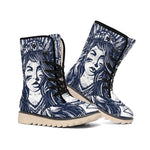 Tribal Native Indian Girl Print Winter Boots